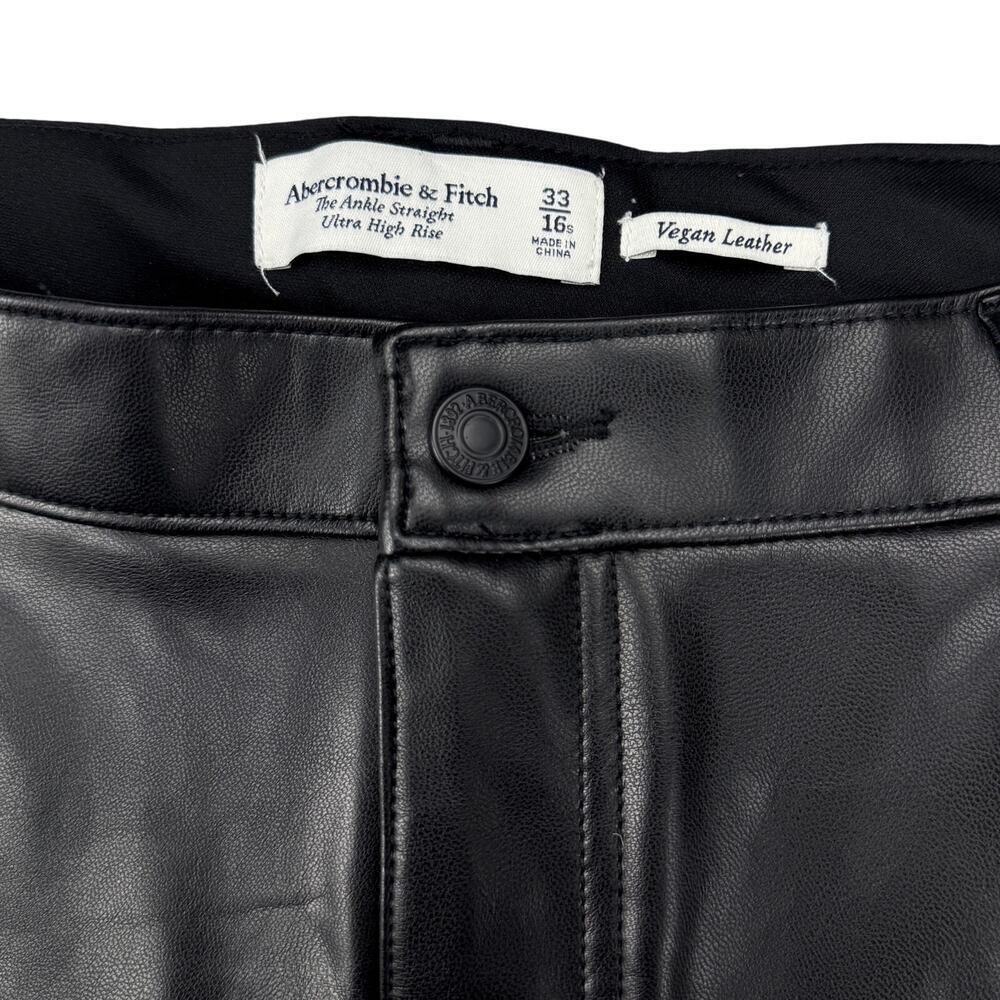 ABERCROMBIE & FITCH Ankle Straight Ultra High Rise Vegan Leather Pant 33 SHORT - Picture 5 of 7